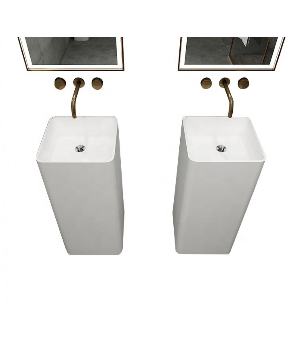 FW-6601 American quality pedestal bathroom sink artificial basin solid surface pedestal sink
