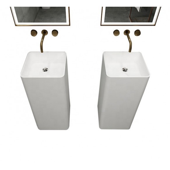 FW-6601 American quality pedestal bathroom sink artificial basin solid surface pedestal sink