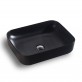 New Design Indoor Bathroom Rectangular Black Marble Wash Basin and tap cabinet sale for South America market