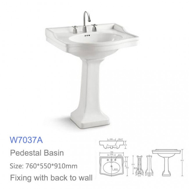 Bathroom fancy america standard sanitary ware wash hand pedestal basin