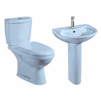 Sanitary wares ceramic water closet blue pink color wc toilets bowl pedestal basin set washdown two piece toilet
