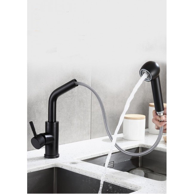 Modern Brushed Nickel Finish Pull Out Kitchen Sink Faucet Spray Mixer Taps