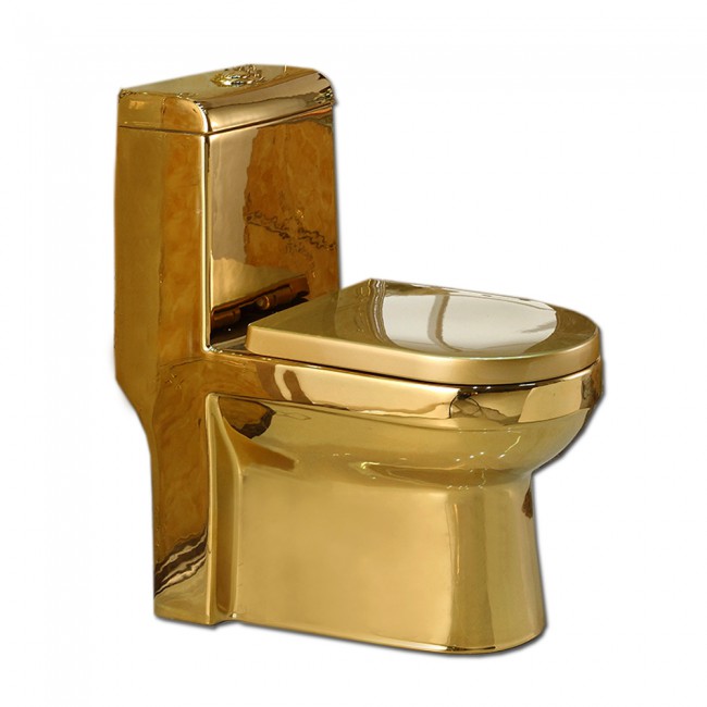Bathroom golden sanitary wares one piece gold ceramic toilet wc