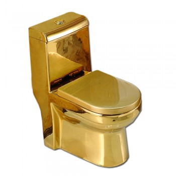 Bathroom golden sanitary wares one piece gold ceramic toilet wc