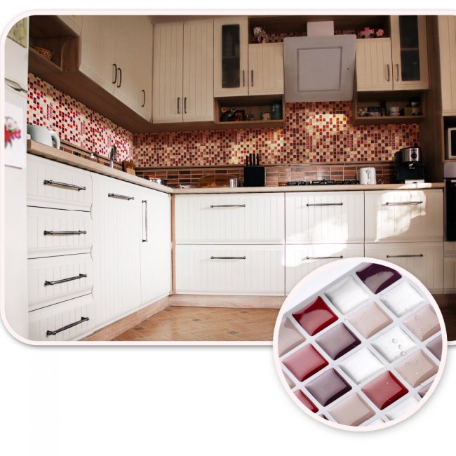 Vividtiles Self Adhesive Mosaic Tile Wall Decal Sticker DIY Kitchen Bathroom Home Decor Vinyl