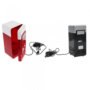 Desktop Mini Fridge USB Gadget Beverage Cans Cooler Warmer Refrigerator With Internal LED Light Car Use Mini Fridge