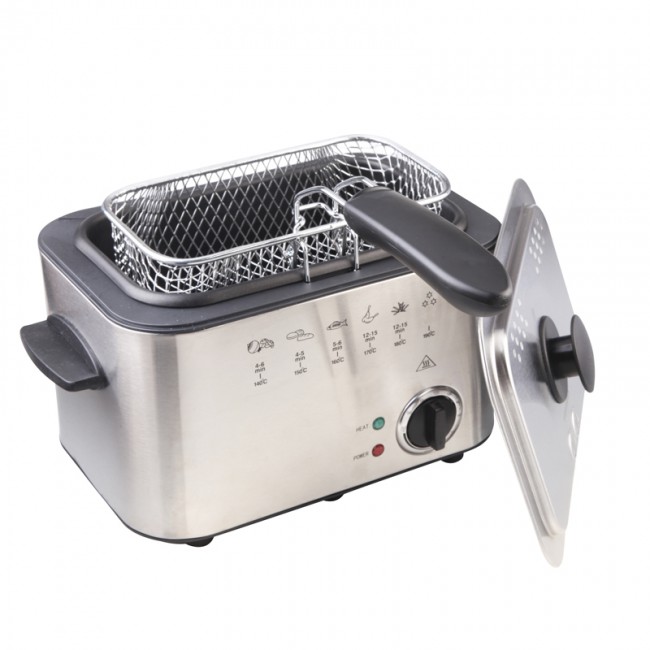 1.2L Stainless Steel Single Tank Electric Deep Fryer Smokeless French Fries Chicken Grill Multifunction MINI Hotpot Oven EU
