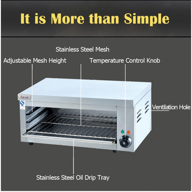 AT936 Commercial Stainless Steel Electric Hanging Salamander Oven Wall Mounted Salamander BBQ Oven