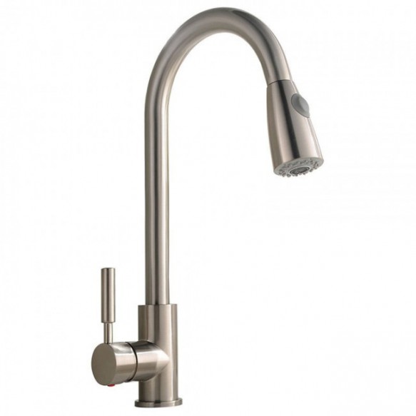2018 New Commercial Brass Single Handle Pull Down Sprayer Kitchen Faucet Brushed Nickel 360 Degree Rotation Mixer Tap