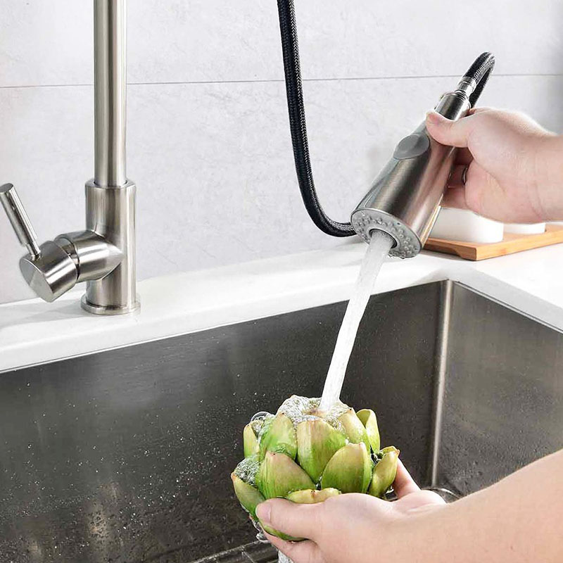 2018-New-Commercial-Brass-Single-Handle-Pull-Down-Sprayer-Kitchen-Faucet-Brushed-Nickel-360-Degree-Rotation-Mixer-Tap-Pieces