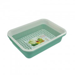 Fine Square Plastic Washing Bowl And Strainer, Detachable Colanders Strainers Set, Space-Saver, For Fruits Vegetable