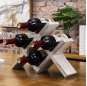  Rustic Pine Wood Wine Rack, Geometric Design 4-Bottle Storage Organizer