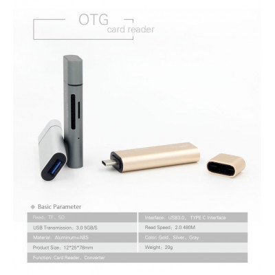 high speed Micro USB OTG & USB A 3.0 Type C SD Card Reader