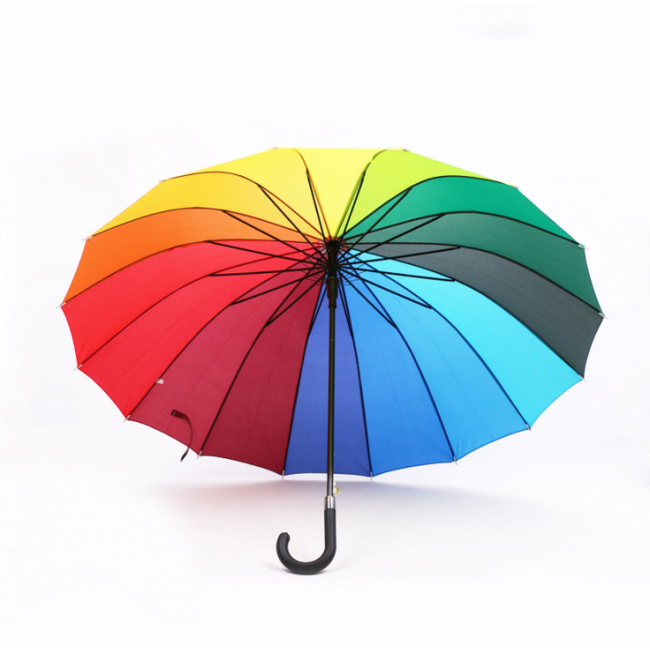 Rainbow Color Wooden Handle Golf Umbrella