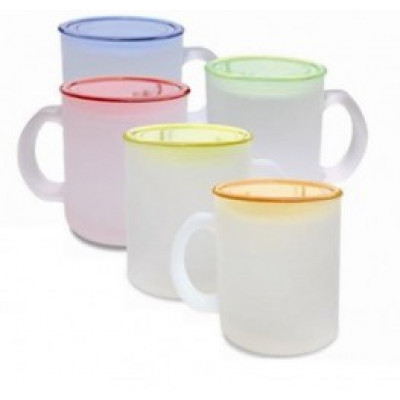 Frosted glass mug with lid