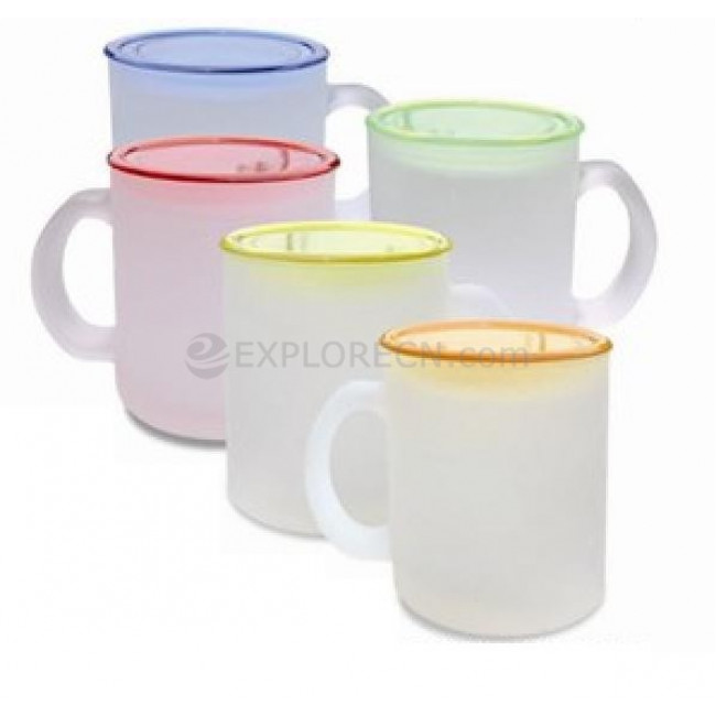 Frosted glass mug with lid