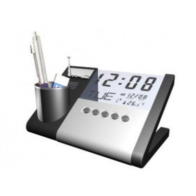Electronic calendar with radio and pen holder function