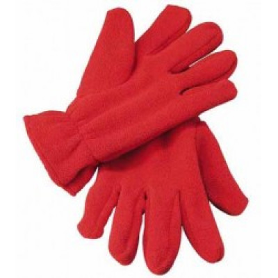 Red winter fleece gloves