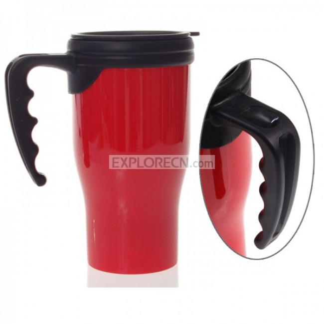 Double Wall Plastic Travel Mug with handle