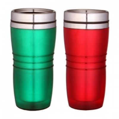 Stainless Steel Thermos Mug with Clear Plastic Outer