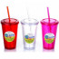 Double wall plastic cups with straw