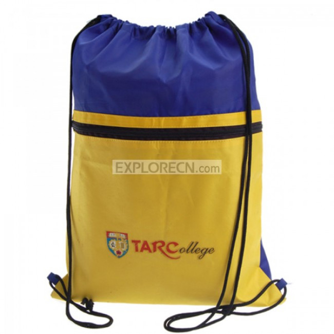 Splicing color drawstring bag with puller