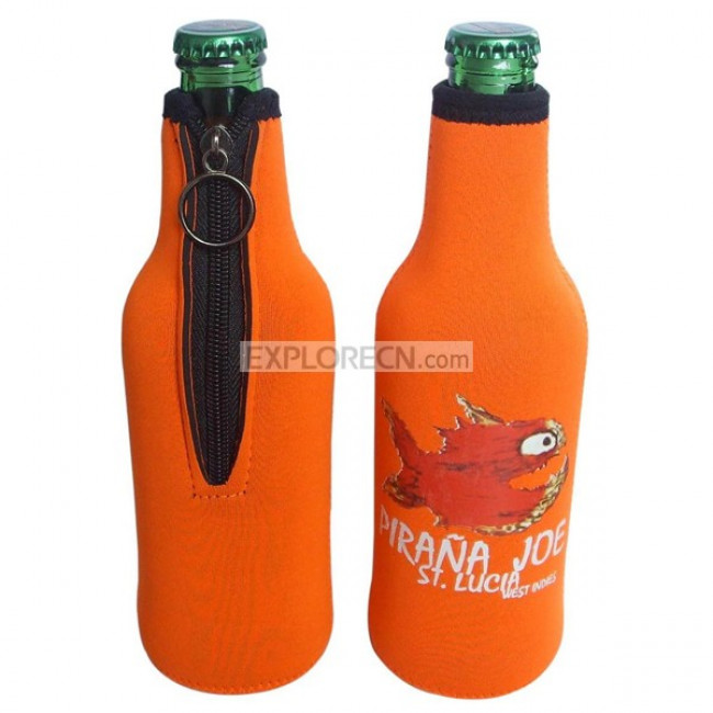 Neoprene beer cooler with zipper