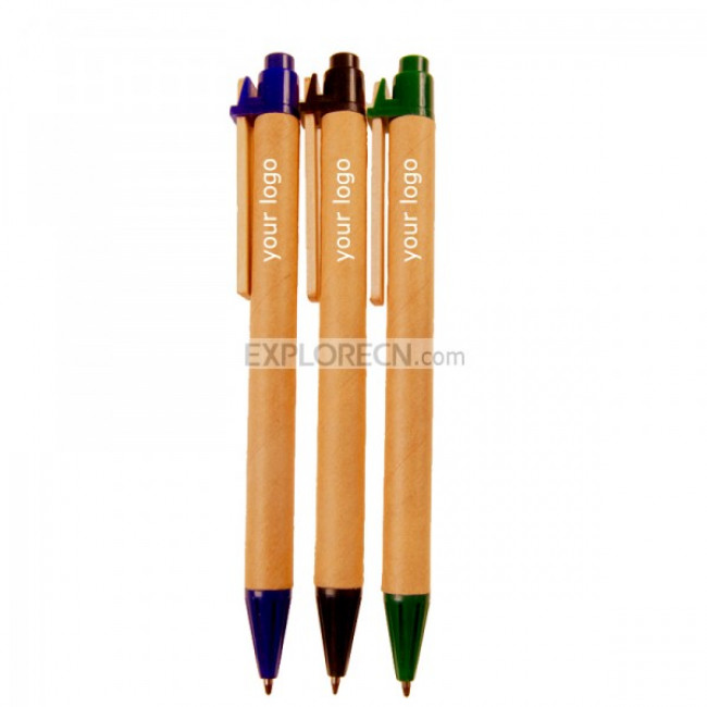 Recycled paper board ball pen with plastic cap