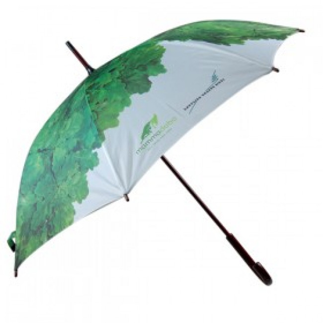 Wooden Umbrella With Leaf Printing