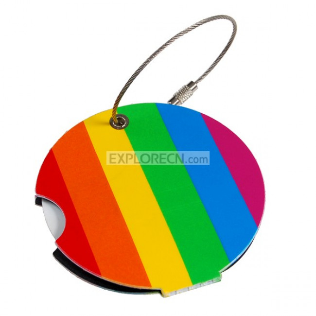 Luggage tag with metal key ring