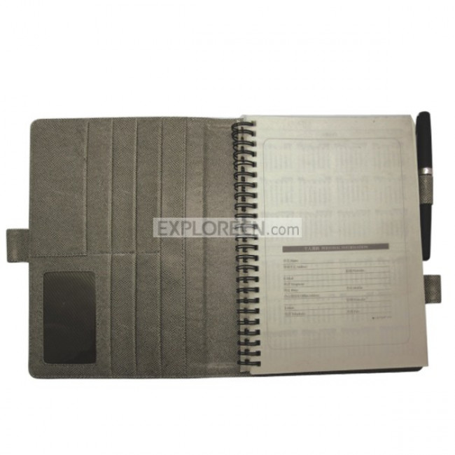 Pocket hardcover notebook with pen slots