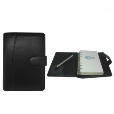 Black leather pocket hardcover notebook