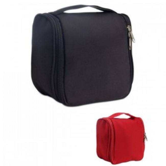 Multi-compartments hanging cosmetic bag