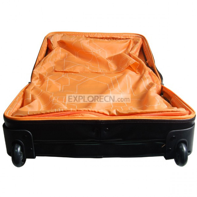 Black leather trolley bag with two wheels