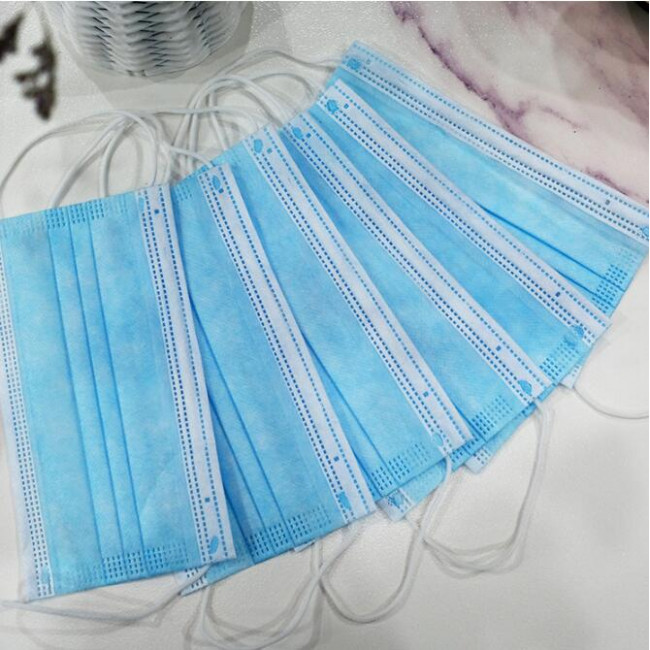 Disposable 3 layer masks in blue