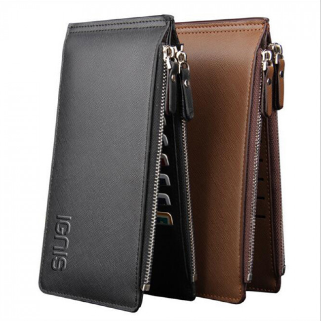 Ultra-Thin Double Zipper Men Wallet