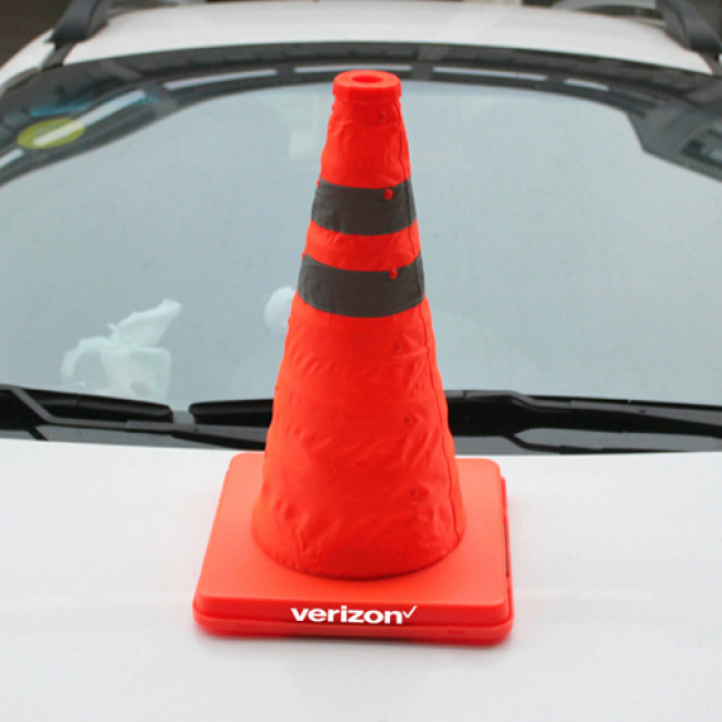Reflective Folding Road Cone With Top Light