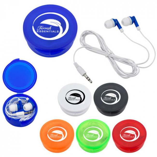 Earbuds With Round Plastic Case