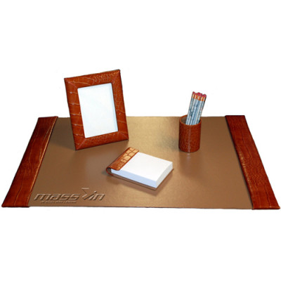 Small 4 Piece Croco Desk Pad Set